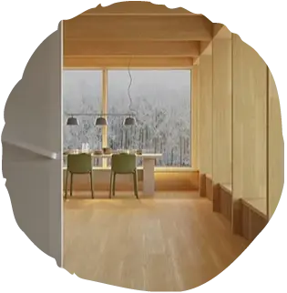 Interiérový průhled moderním bytem s podlahou Oakcent Honey v barvě teplého dubu, která představuje univerzální a nadčasovou volbu pro prosvětlené prostory.