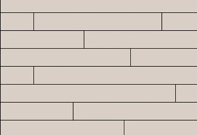 Grafické schéma minimalistického vzoru podlahy Planks, znázorňující klasickou skladbu dlouhých prken s nepravidelným napojením spojů.